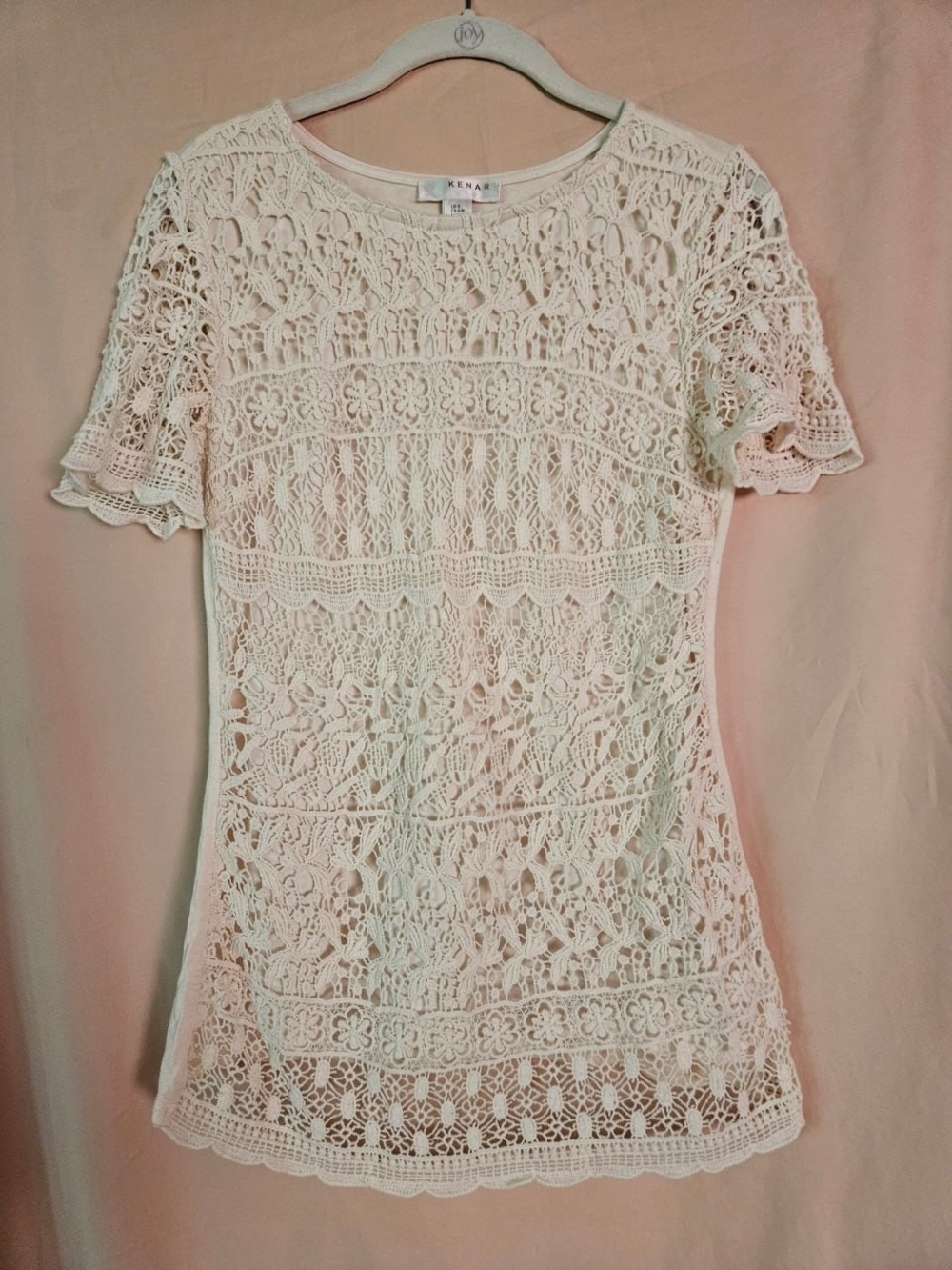Kenar Ivory Crochet Lace Short Sleeve Top
